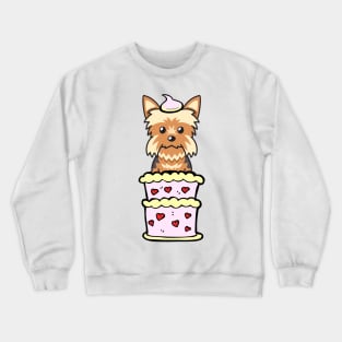 Yorkshrie terrier dog Jumping out of a cake Crewneck Sweatshirt